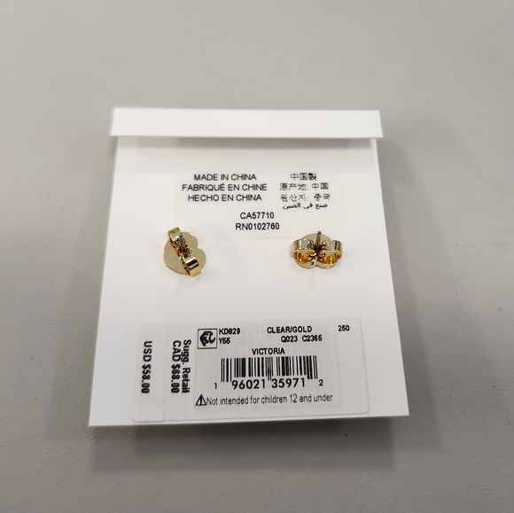 NWT Kate Spade Gold Victoria Stud Earrings - Picture 3 of 3
